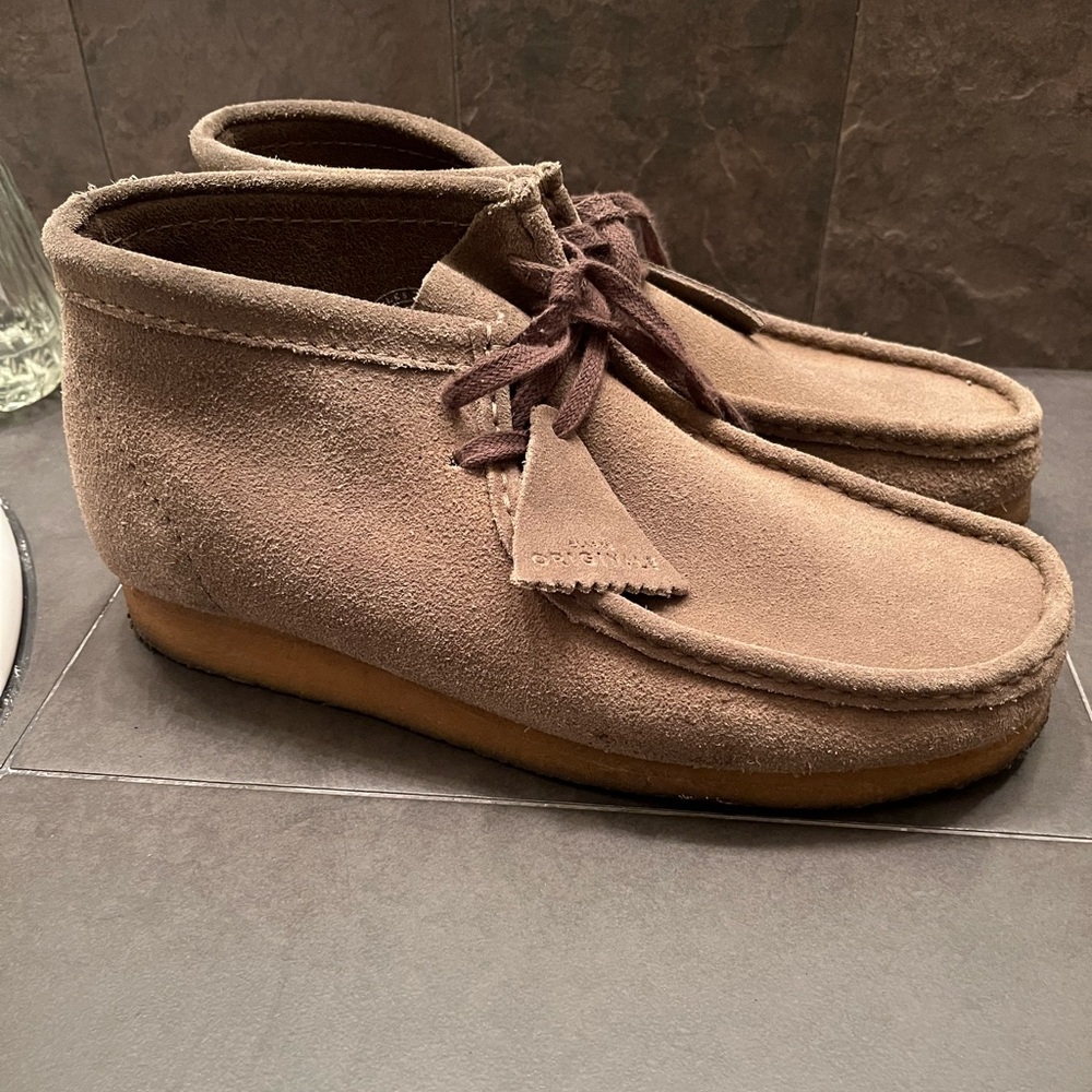 Clarks Original Wallabees, olive green suede